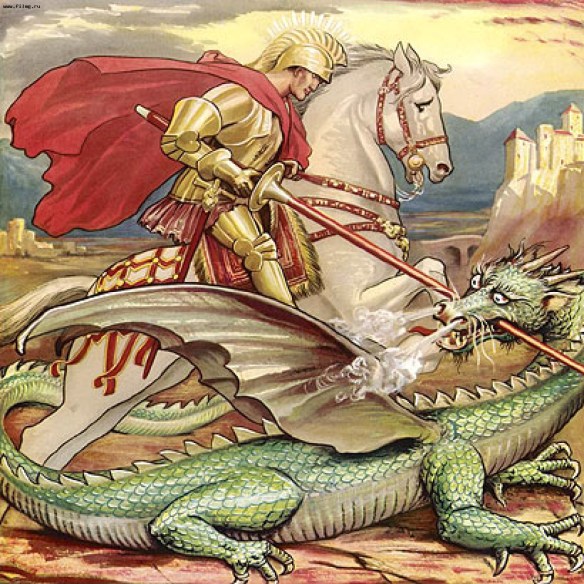 Найвідомішим драконоборца-святим в християнській міфології вважається Георгій Побідоносець