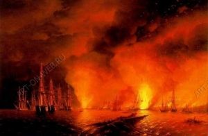 Мабуть, головне місце в творчому доробку Айвазовського займають картини, які художник присвятив героїчним подвигам російського флоту
