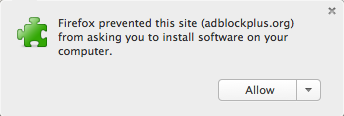 Firefox запитає дозволу встановити розширення Adblock Plus: натисніть «Дозволити»