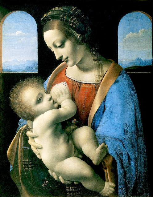 Проте, для всіх російських цінителів прекрасного редакція музейного блогу на честь відкриття сенсаційною виставки Леонардо публікує фрагмент статті нашого колеги Олега Германовича Ульянова, присвяченій картині «Мадонна Літта»: