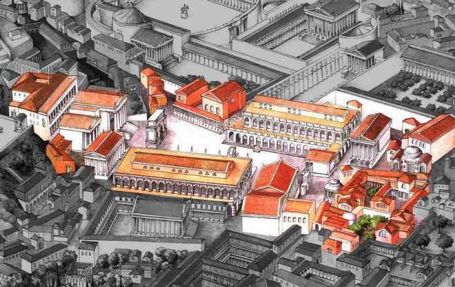 А так, як передбачається, виглядав Форум в період розквіту Римської імперії: