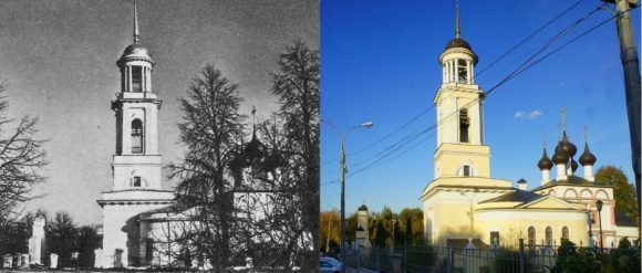 На сучасному знімку праворуч видно сквер імені Олексія Михайловича Прокіна - видатного шкільного вчителя, історика, краєзнавця