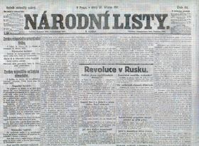 Газета «Народні лісти» від 27-го березня 1917 року, Фото: архів Радіо Прага   «Зрозуміло, адже, в першу чергу, публікувалися зведення з фронтів, і внутрішні справи ворожої держави з'являлися на сторінках газет лише в тому випадку, якщо на це давала згоду цензура